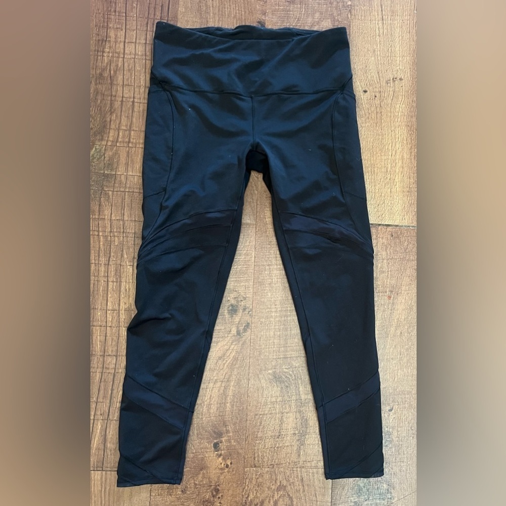 Ivivva by lululemon girls leggings sz 14 black silver logo